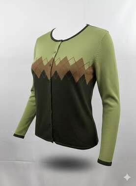 Emma James a Liz Claiborne Company Argyle Cardigan Sweater Green Size L Autumn A